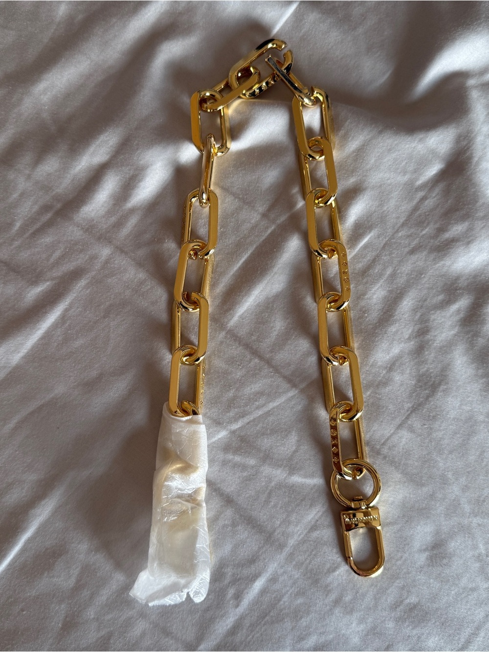 Louis Vuitton Gold-Tone Chain Strap/Handle LV Monogram Links Lobster Clasps 21”
